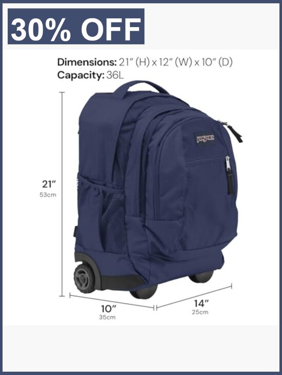 JanSport Driver 8 Rolling Backpack Convertible Wheeled Laptop Bag main image 2